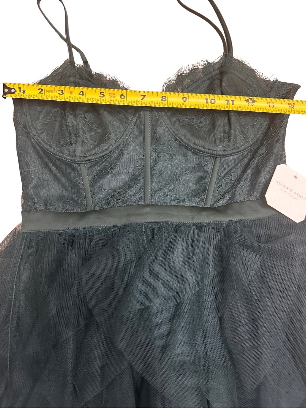 Alrar’d State Evelinah Ruffle Tulle Maxi Dress Hunter Green Medium Fairycore NWT - Picture 9 of 11